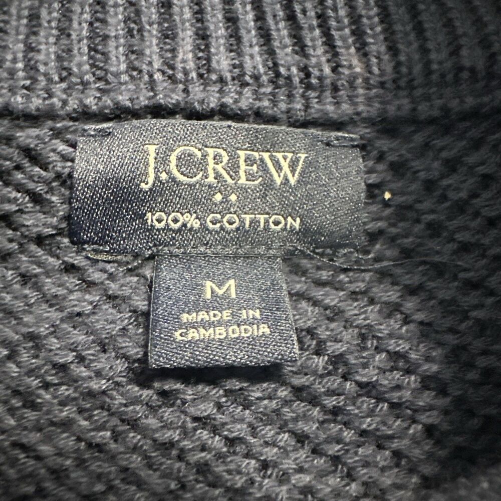 J. Crew Half Zip Pullover Sweater WOMENS Size M Navy Waffle Knit Preppy Academia - Picture 2 of 8